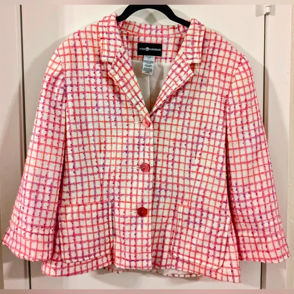 Sag Harbor -Size 14 Pink/White Blazer with Long Sleeves